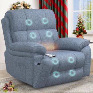 Power Lift Recliner Chair with 8-Point Massage, Heated Lumbar, Extended Footrest and USB Charging, Light Blue